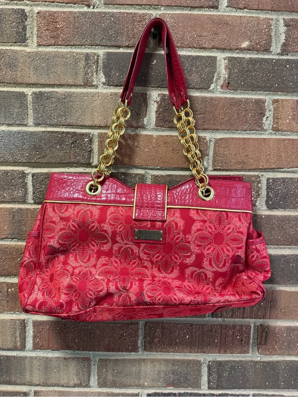 Sharif Ref Tote Bag with Gold Chain Handles